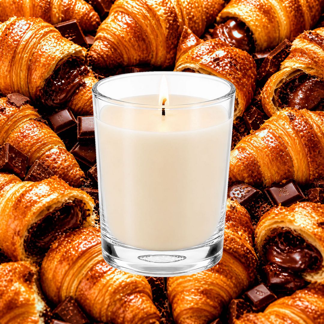 Chocolate Croissants Scented Votive Candles eco soy plant based – vegan, cruelty-free featuring warm buttery pastry and chocolate aroma, handmade in Australia.