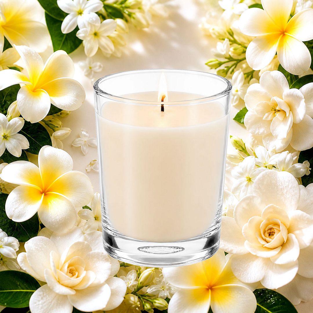 Frangipani Gardenia Jasmine Scented Votive Candles eco soy plant based – vegan, cruelty-free featuring lush tropical frangipani florals, soft jasmine, and elegant gardenia handmade in Australia.