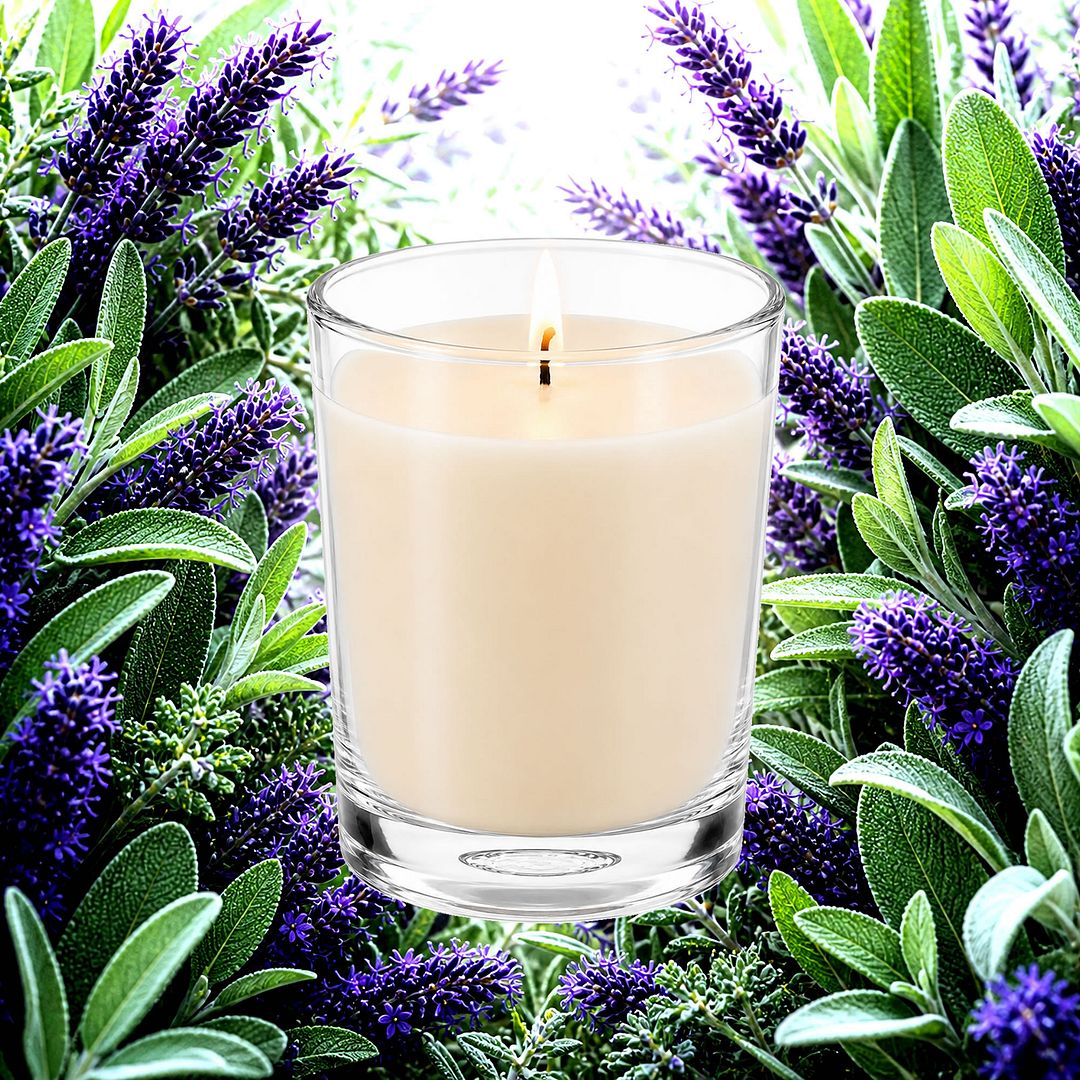 Lavender & Wild Sage Scented Votive Candles eco soy plant based – vegan, cruelty-free featuring floral fresh lavender and herbal sage, handmade in Australia.