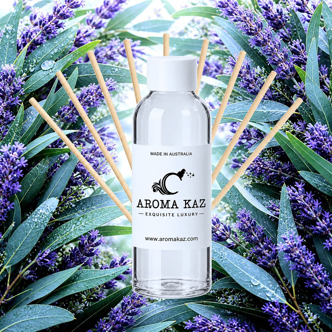 Eucalyptus & Lavender Diffuser Fragrance Oil Refill – vegan, cruelty-free featuring calming lavender and fresh eucalyptus, handmade in Australia.