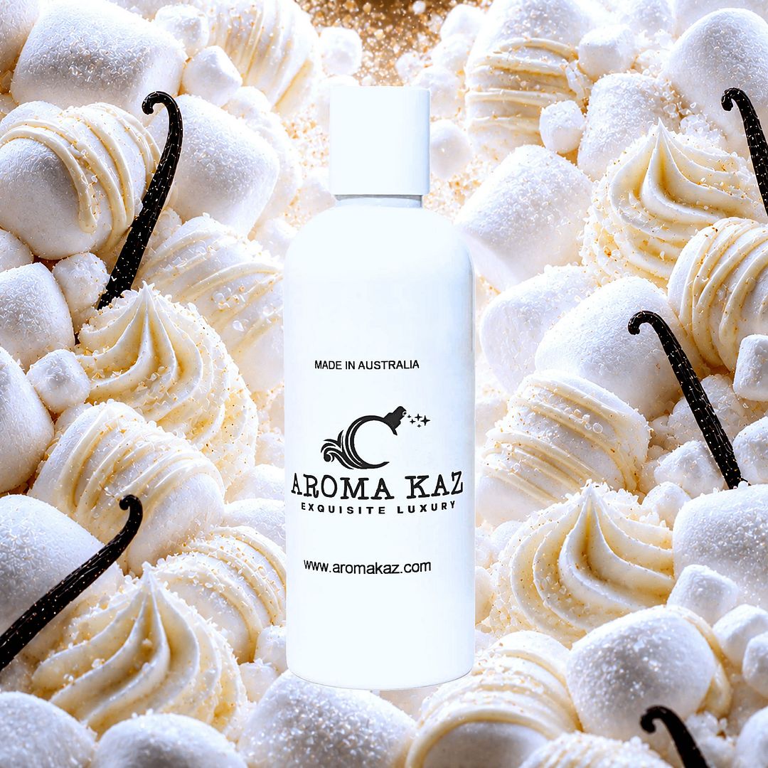 Vanilla Marshmallows Body Massage Oil – vegan, cruelty-free, plant-based hydrating oil with soft creamy vanilla and fluffy marshmallow aroma, handmade in Australia.