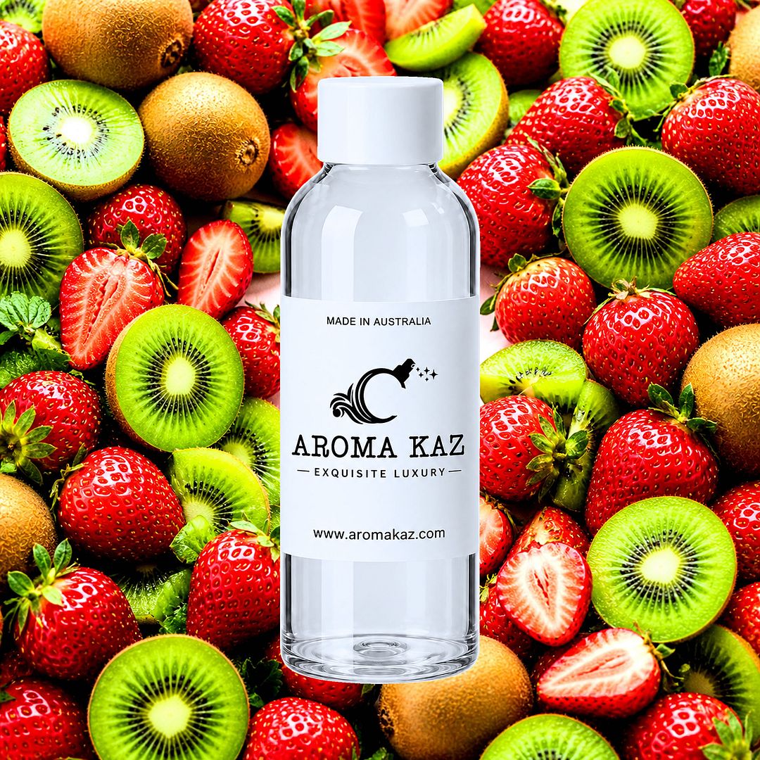 Strawberries & Kiwi Fruit fragrance oil for candle making, soap making and perfume blending – vegan, cruelty-free featuring sweet strawberries and fresh kiwi fruit, handmade in Australia.