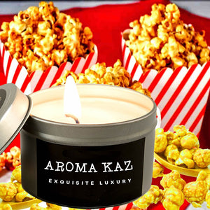 Caramel Popcorn Scented Eco Soy Tin Candles Hand Poured