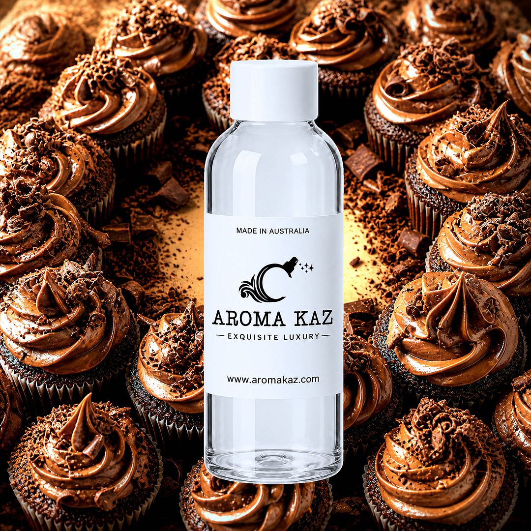 Creamy Chocolate Cupcakes fragrance oil for candle making, soap making and perfume blending – vegan, cruelty-free featuring a decadent chocolate cupcake aroma, handmade in Australia.