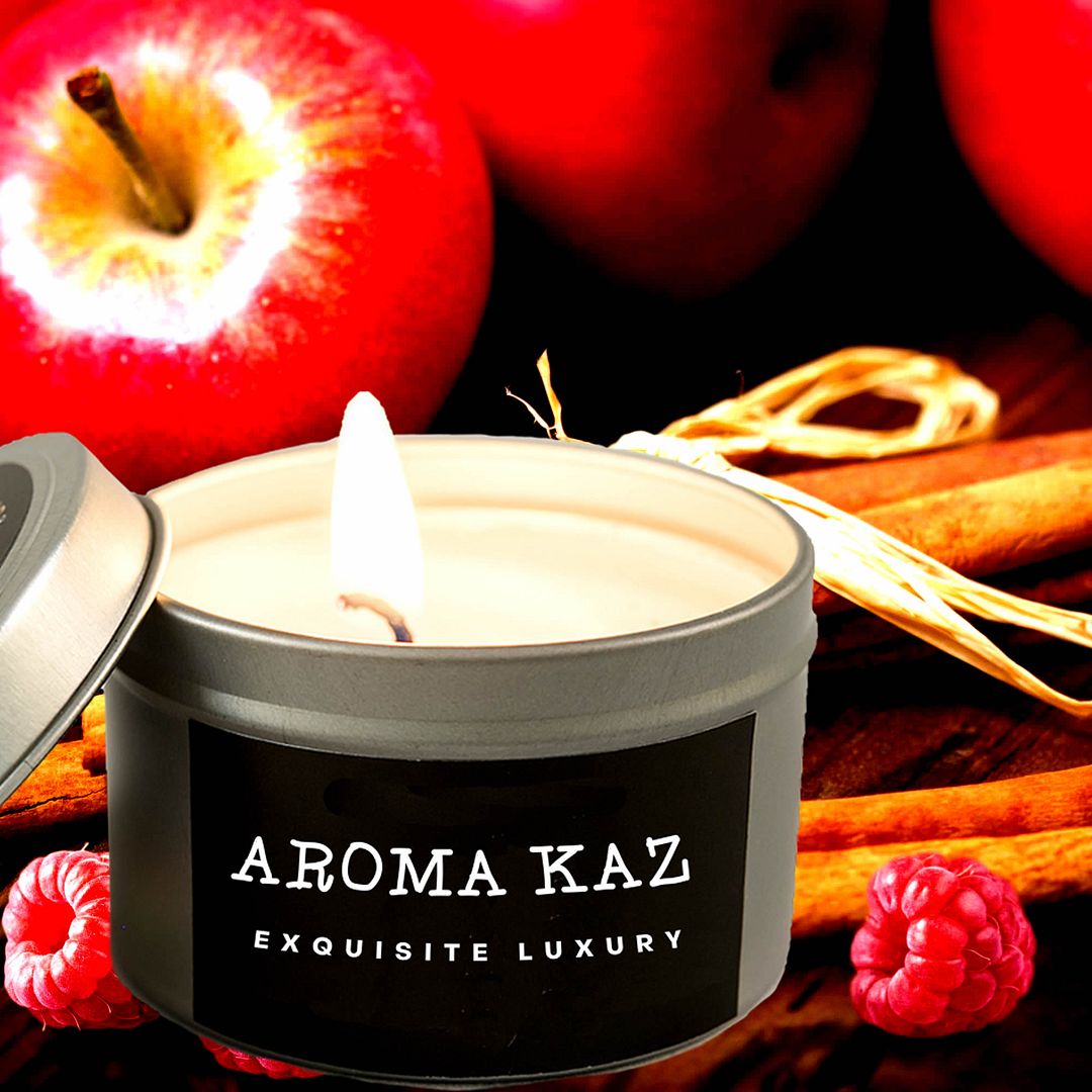 Apple Cinnamon Raspberry Scented Eco Soy Tin Candles Hand Poured