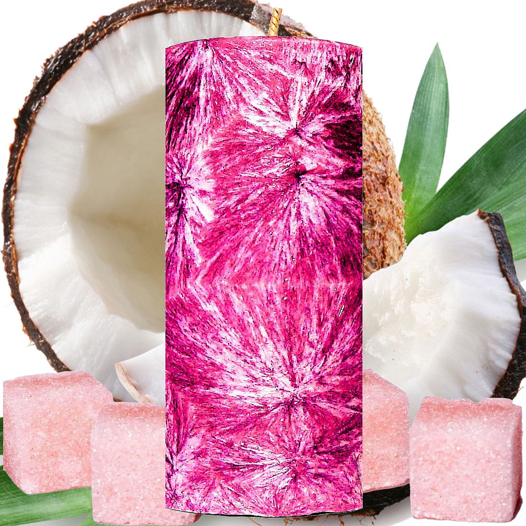 Pink Sugar & Coconut Scented Palm Wax Pillar Candle Hand Poured