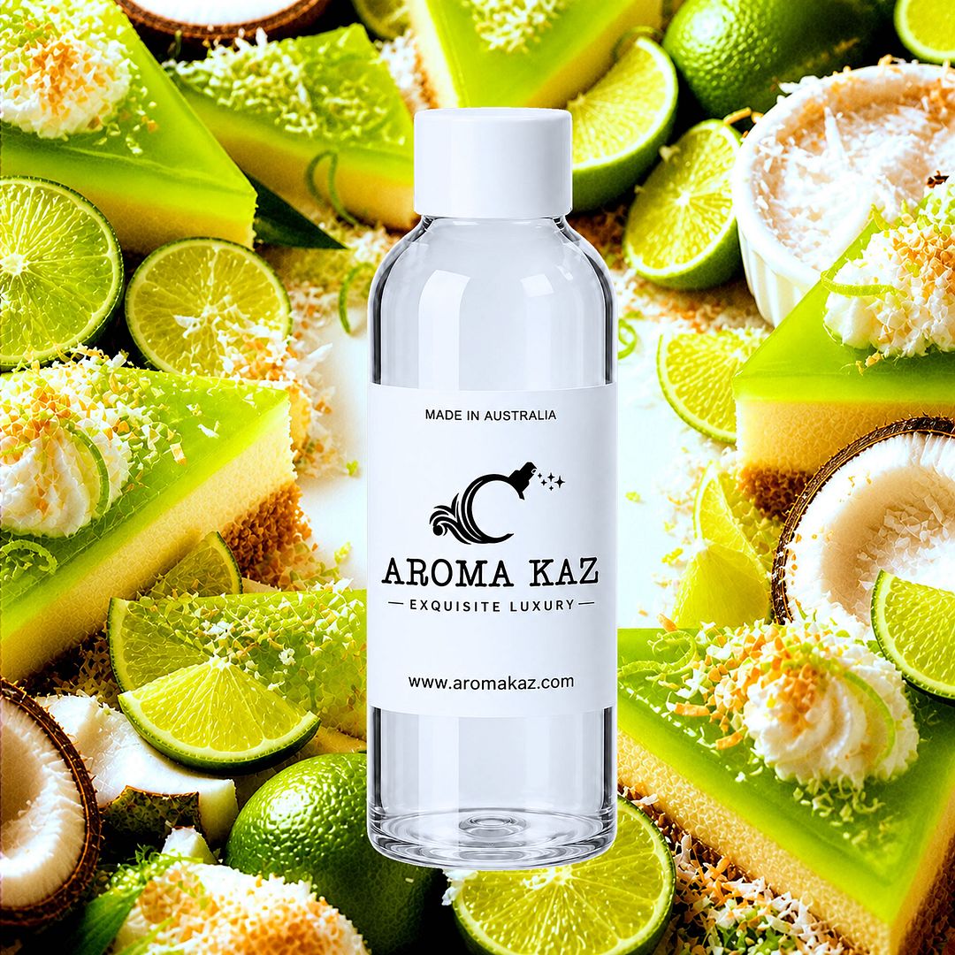 Coconut Lime Cheesecake fragrance oil for candle making, soap making and perfume blending – vegan, cruelty-free featuring creamy lime and coconut dessert aroma, handmade in Australia.