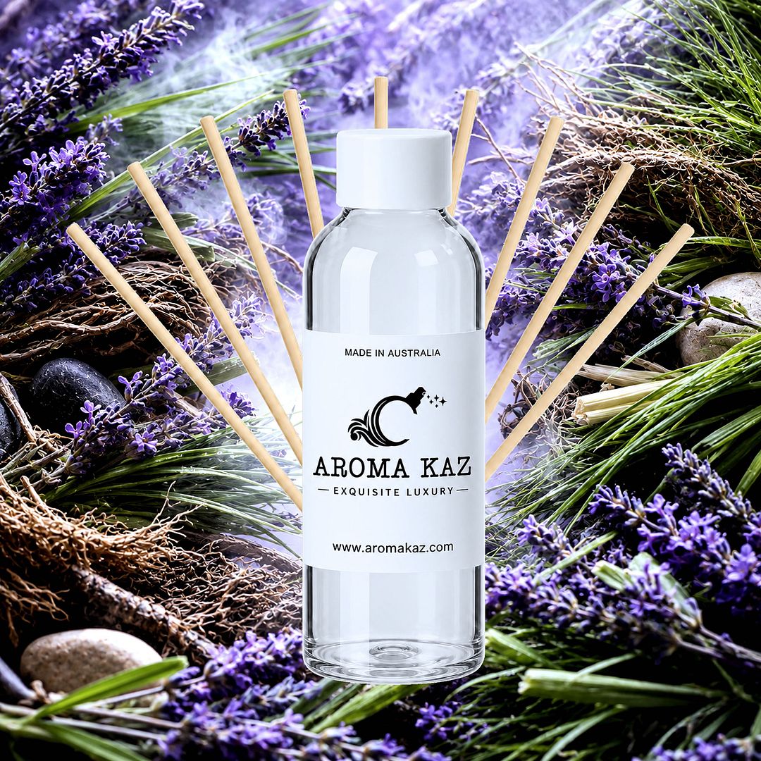Vetiver & Lavender Diffuser Fragrance Oil Refill – vegan, cruelty-free featuring floral lavender and earthy vetiver, handmade in Australia.