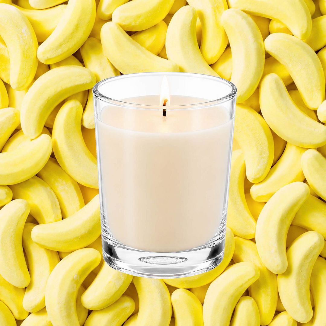 Banana Lollies Scented Votive Candles eco soy plant based – vegan, cruelty-free featuring sweet candy banana aroma, handmade in Australia.