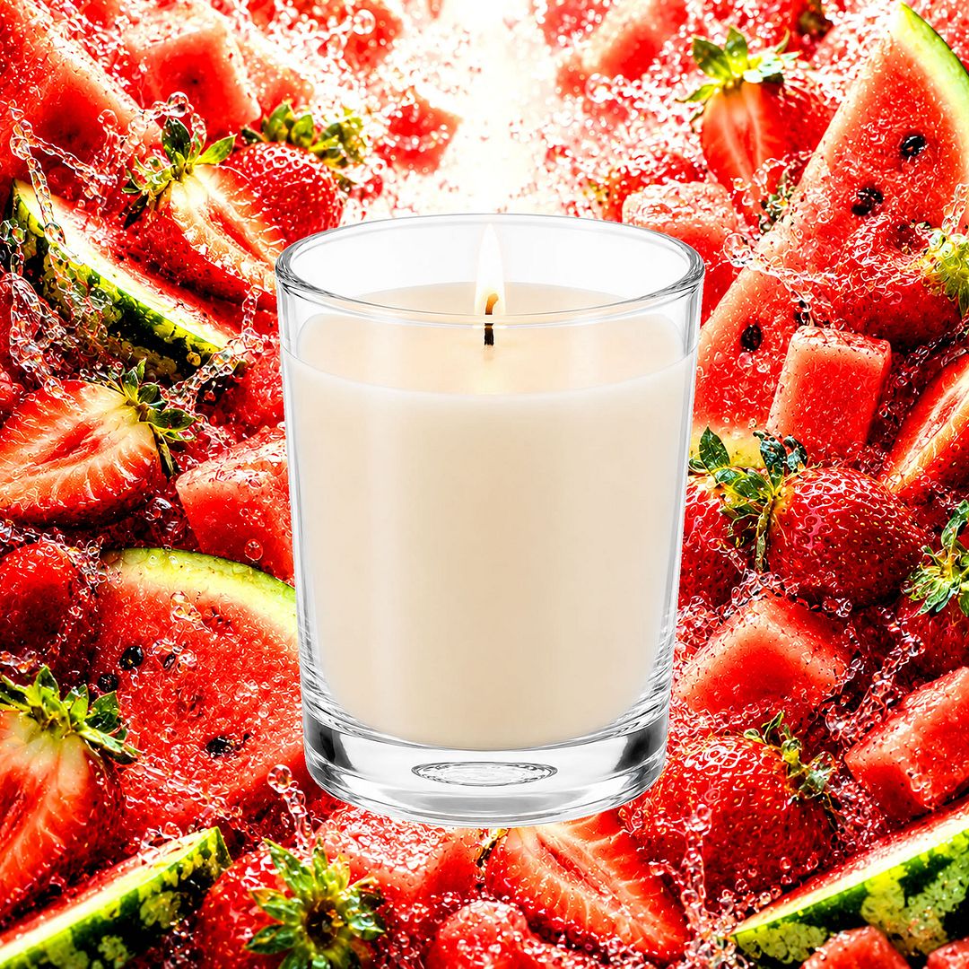 Strawberry Watermelon Scented Votive Candles eco soy plant based – vegan, cruelty-free featuring refreshing summer watermelon and plump juicy strawberries, handmade in Australia.