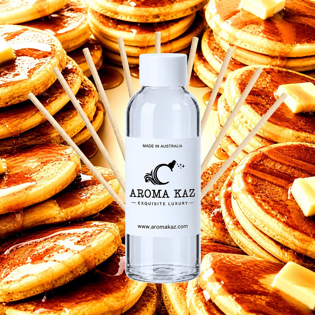 Pancakes & Maple Syrup Diffuser Fragrance Oil Refill – vegan, cruelty-free featuring fluffy pancake sweetness and rich maple syrup, handmade in Australia.