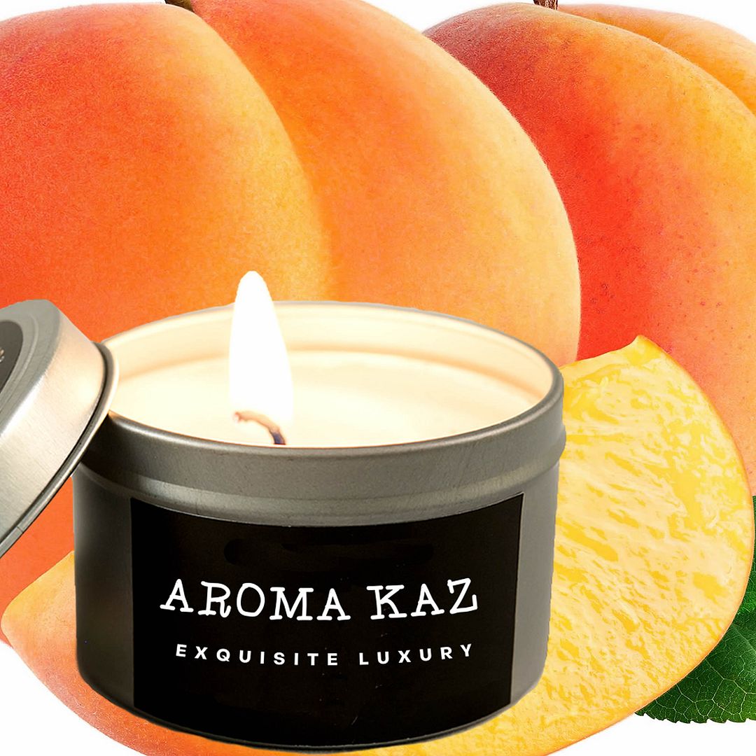 Apricot Peaches Scented Eco Soy Tin Candles Hand Poured