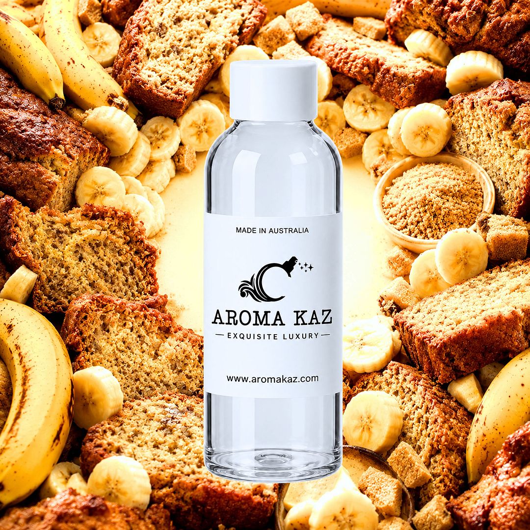 Banana Bread fragrance oil for candle making, soap making and perfume blending – vegan, cruelty-free featuring sweet baked banana fragrance, handmade in Australia.