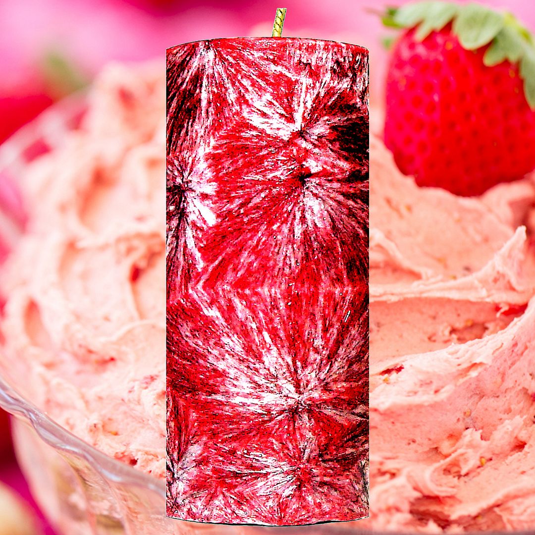 Strawberry Buttercream Scented Palm Wax Pillar Candle Hand Poured