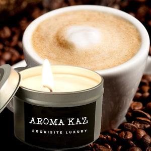 Coffee & Vanilla Scented Eco Soy Tin Candles Hand Poured