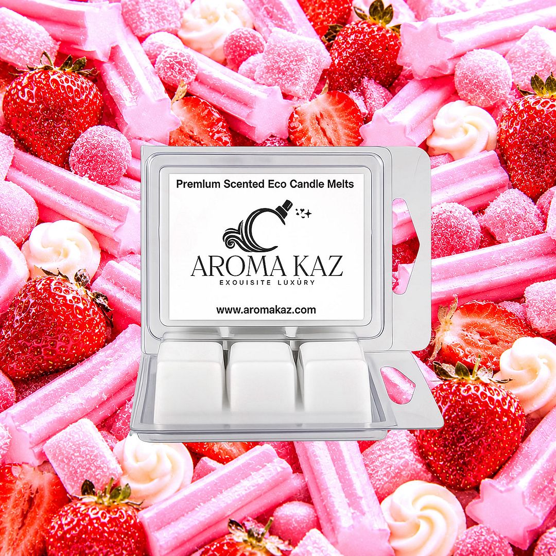 Strawberry Musk eco soy wax melts – vegan, cruelty-free featuring sweet strawberry and pink musk and pink sugar notes, handmade in Australia.