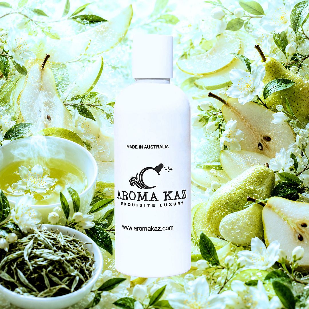 White Tea & French Pears Body Wash Shower Gel – vegan, cruelty-free featuring fruity fresh pears and sweetened white tea, handmade in Australia.