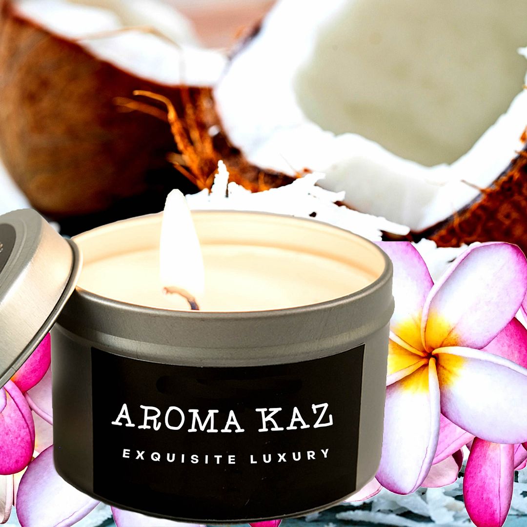 Coconut Frangipani Scented Eco Soy Tin Candles Hand Poured