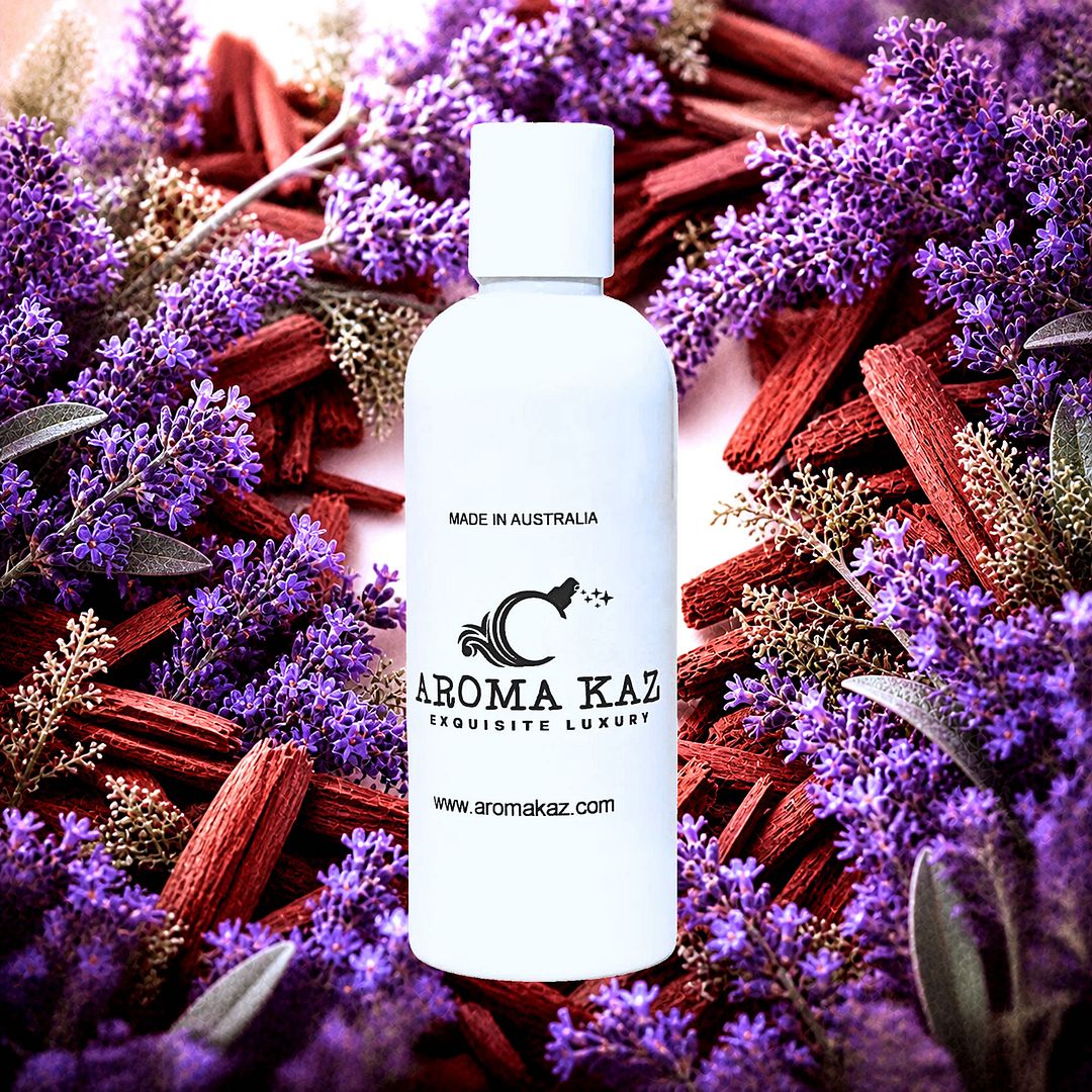 Lavender & Sandalwood Body Massage Oil – vegan, cruelty-free, plant-based hydrating oil with floral fresh lavender and warm sandalwood notes, handmade in Australia.