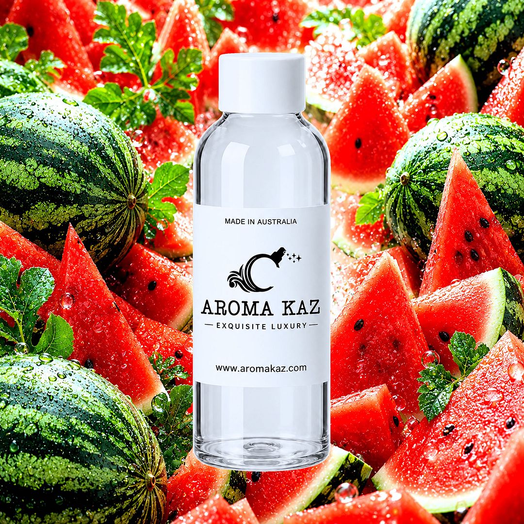 Juicy Watermelon fragrance oil for candle making, soap making and perfume blending – vegan, cruelty-free featuring summer fresh juicy watermelon aroma, handmade in Australia.