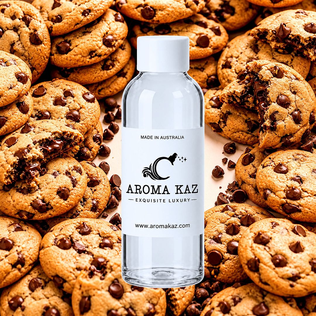 Choc Chip Cookies fragrance oil for candle making, soap making and perfume blending – vegan, cruelty-free featuring warm baked chocolate chip cookie aroma, handmade in Australia.