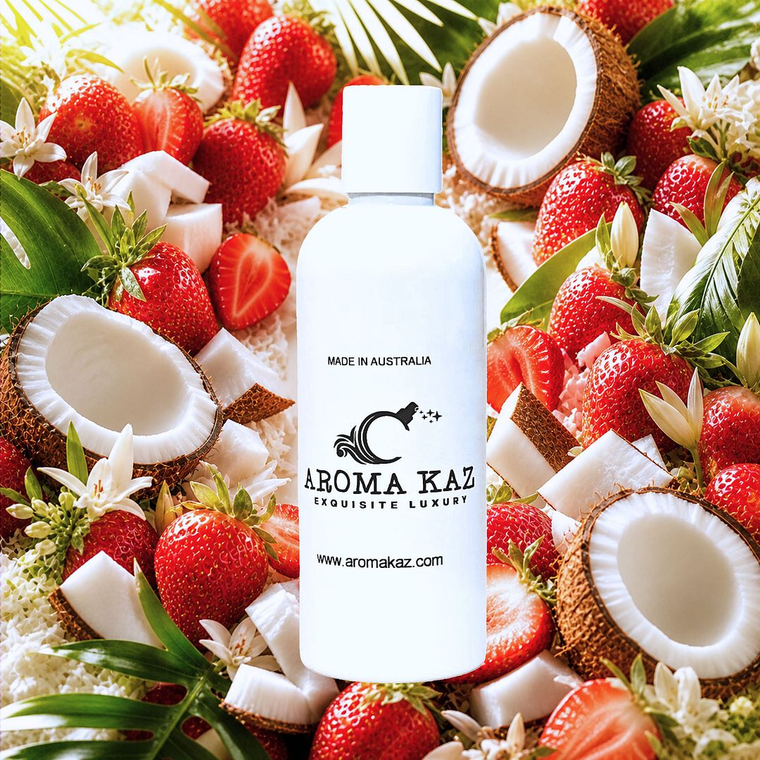Coconut Strawberry Body Wash Shower Gel – vegan, cruelty-free featuring coconut with sweet strawberries, handmade in Australia.