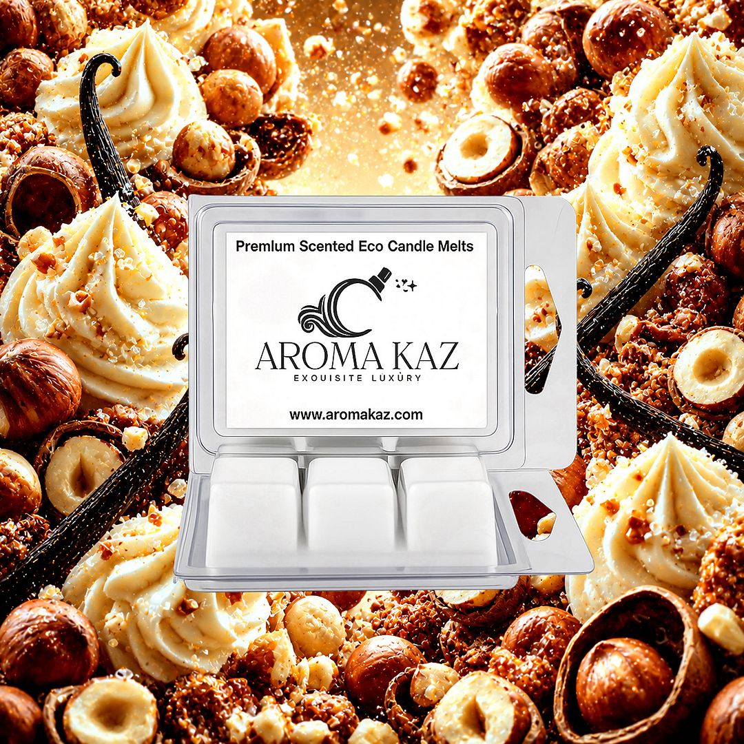 Vanilla Hazelnut eco soy wax melts – vegan, cruelty-free featuring creamy vanilla and roasted hazelnut richness, handmade in Australia.