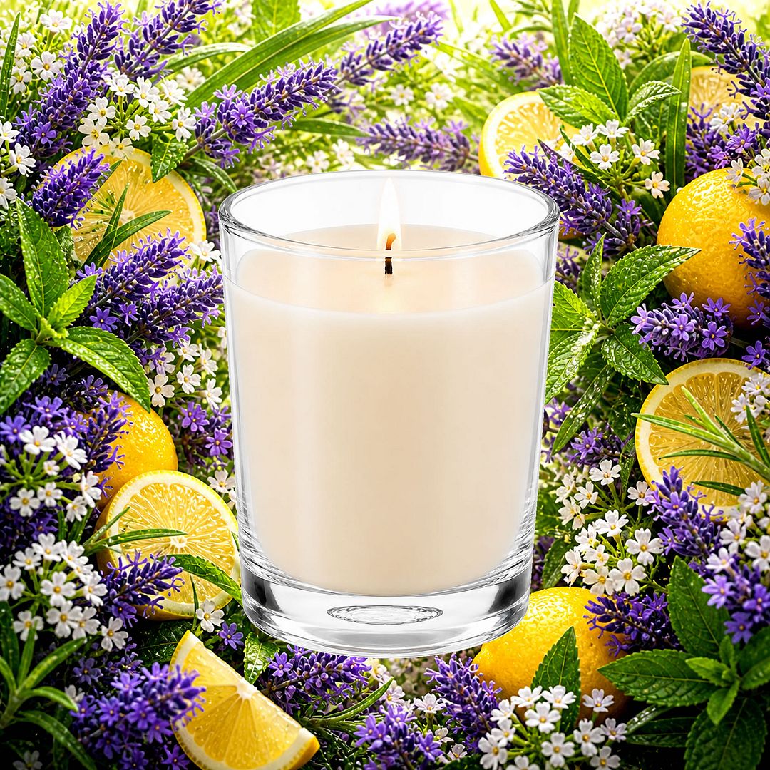 Lavender & Lemon Verbena Scented Votive Candles eco soy plant based – vegan, cruelty-free featuring fresh floral lavender and citrus floral lemon verbena, handmade in Australia.