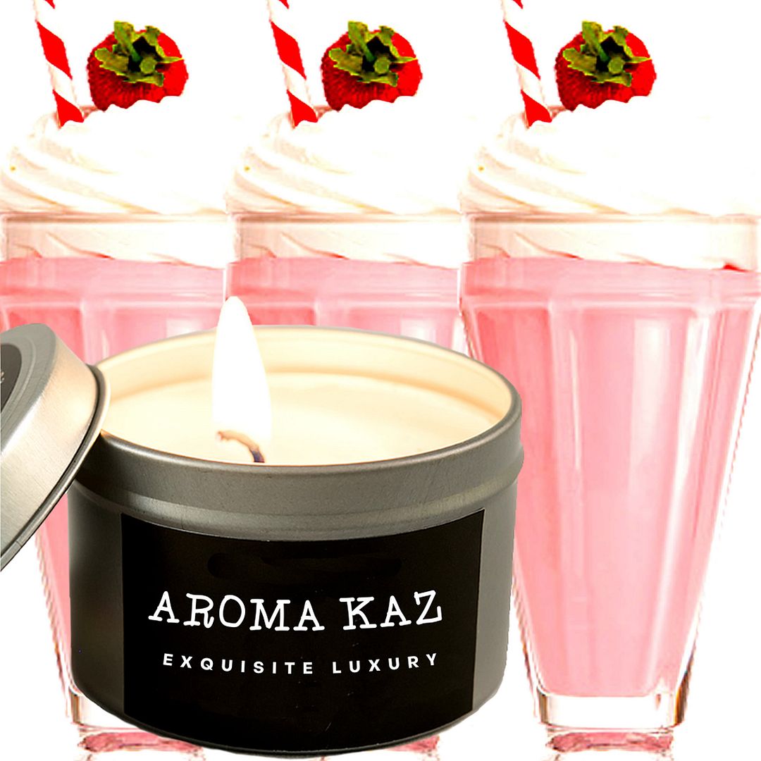 Strawberry Milkshake Scented Eco Soy Tin Candles Hand Poured