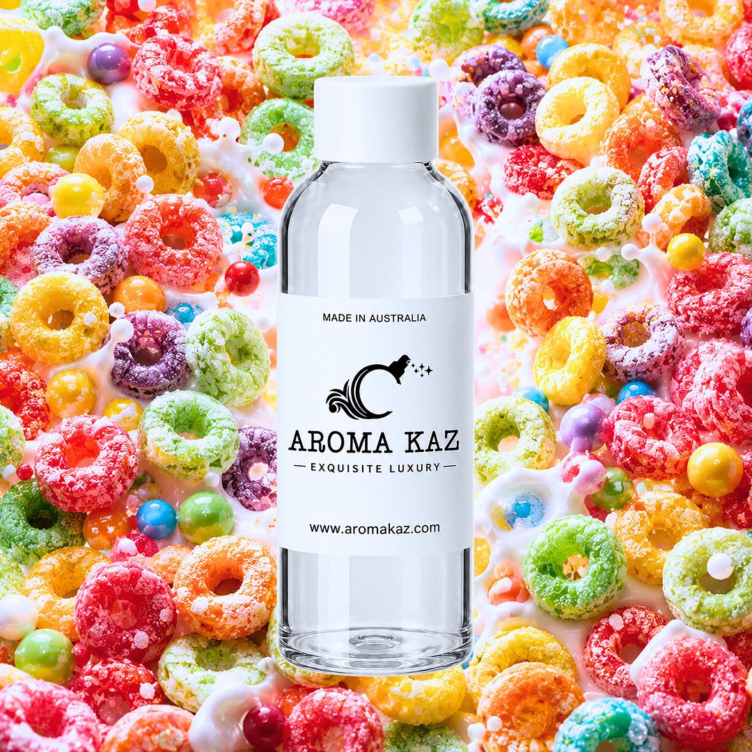 Fruity Rings Cereal fragrance oil for candle making, soap making and perfume blending – vegan, cruelty-free featuring sweet fruity cereal aroma, handmade in Australia.