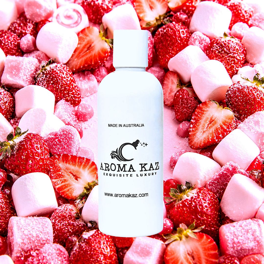 Strawberry Marshmallows Body Wash Shower Gel – vegan, cruelty-free featuring fluffy marshmallow and sweet strawberry aroma, handmade in Australia.