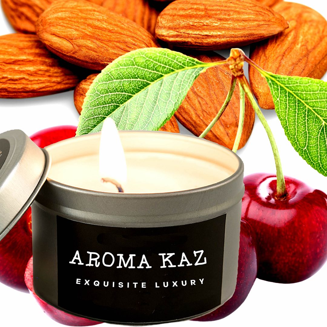 Cherry Almond Vanilla Scented Eco Soy Tin Candles Hand Poured