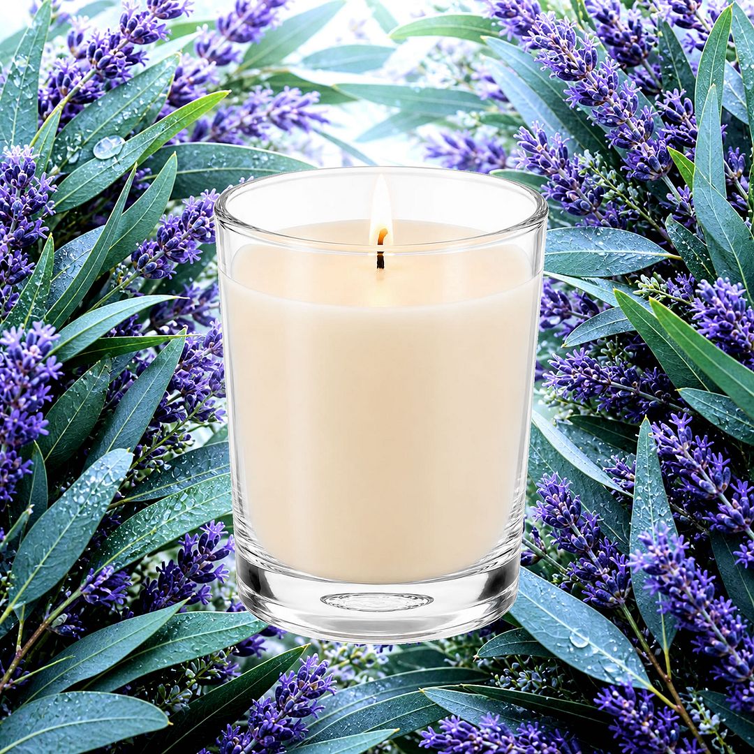 Eucalyptus & Lavender Scented Votive Candles eco soy plant based – vegan, cruelty-free featuring calming lavender and fresh eucalyptus, handmade in Australia.