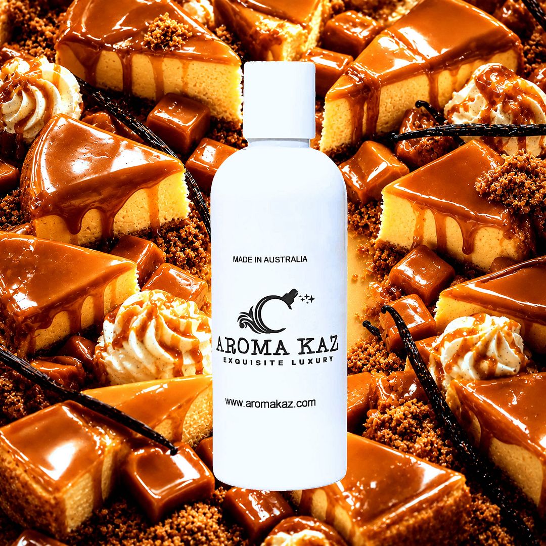 Caramel Cheesecake Body Massage Oil – vegan, cruelty-free creamy caramel dessert aroma, handmade in Australia.