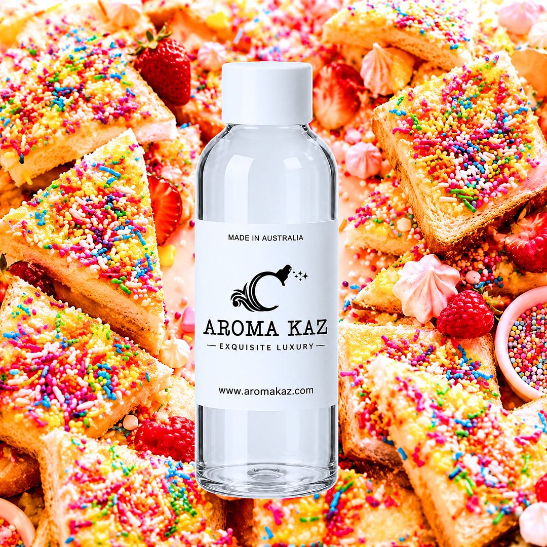 Fairy Bread fragrance oil for candle making, soap making and perfume blending – vegan, cruelty-free featuring sweet vanilla and fruity sprinkle aroma, handmade in Australia.