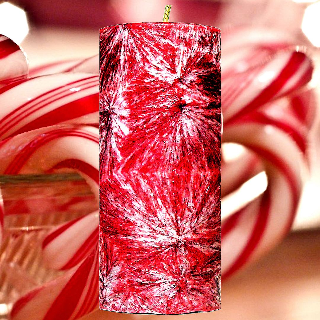 Candy Cane Scented Palm Wax Pillar Candle Hand Poured