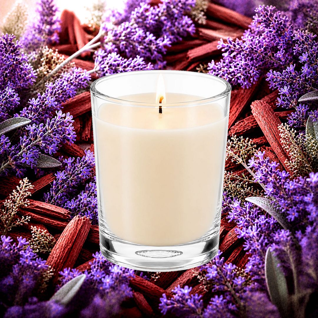 Lavender & Sandalwood Scented Votive Candles eco soy plant based – vegan, cruelty-free featuring floral fresh lavender and warm sandalwood notes, handmade in Australia.
