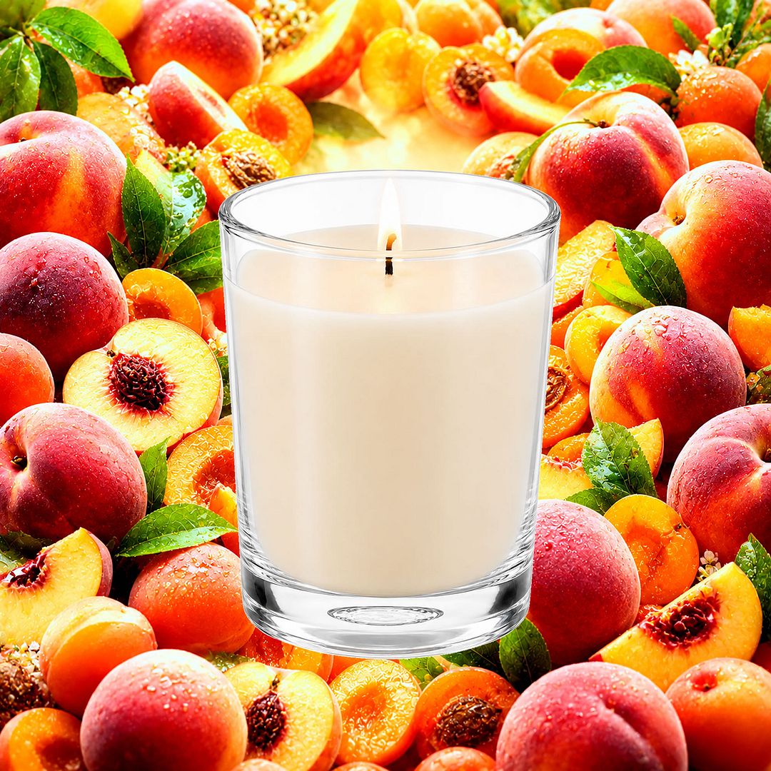 Juicy Peaches Scented Votive Candles eco soy plant based – vegan, cruelty-free featuring ripe juicy peach sweetness, handmade in Australia.