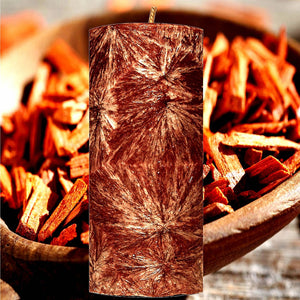 Amber Sandalwood Scented Palm Wax Pillar Candle Hand Poured