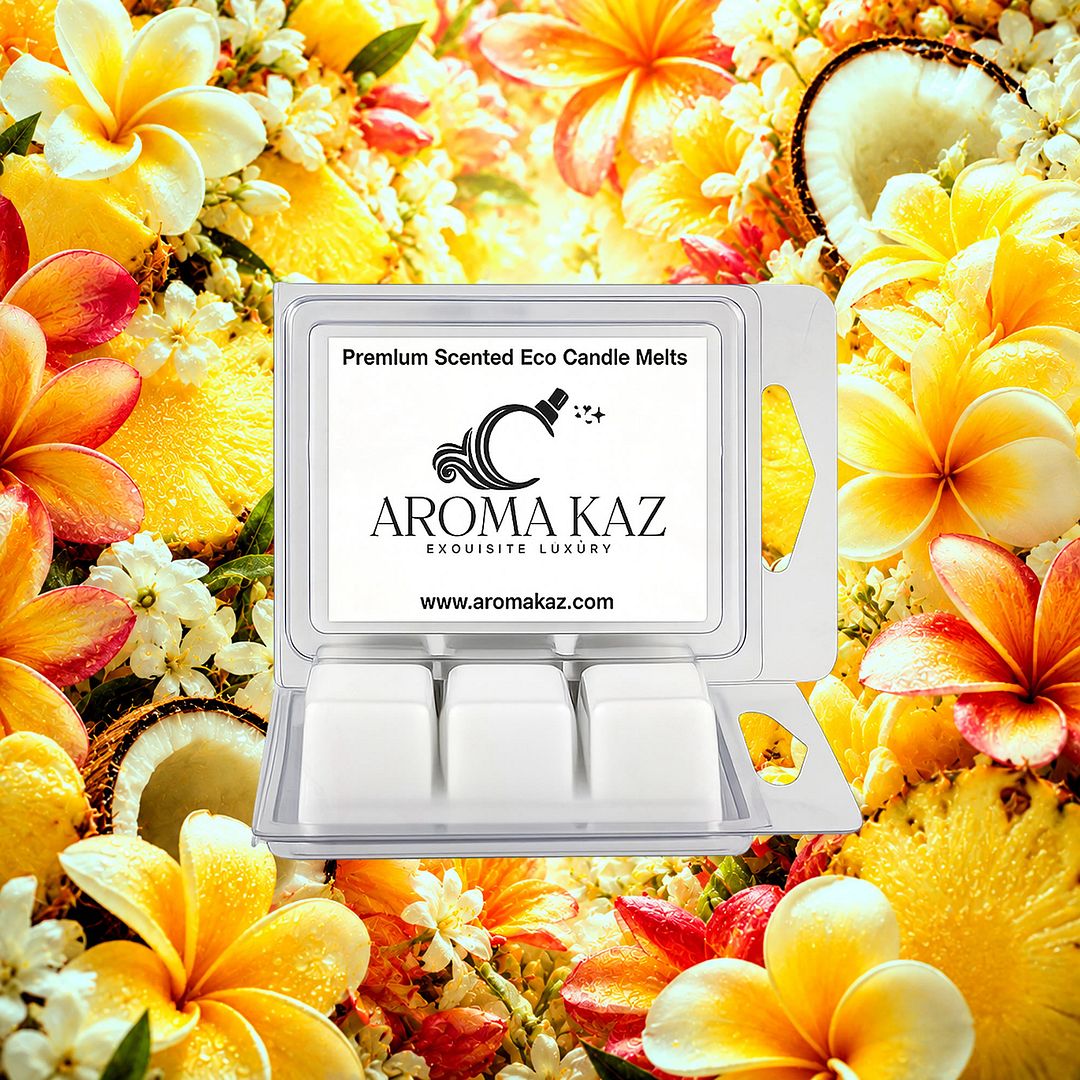Tahitian Frangipani eco soy wax melts – vegan, cruelty-free featuring sweet tropical fruits and frangipani blossoms, handmade in Australia.