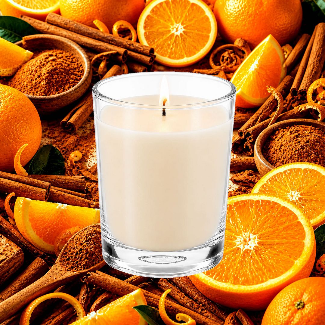Cinnamon & Sweet Orange Scented Votive Candles eco soy plant based – vegan, cruelty-free featuring citrus and warm cinnamon spice blend, handmade in Australia.