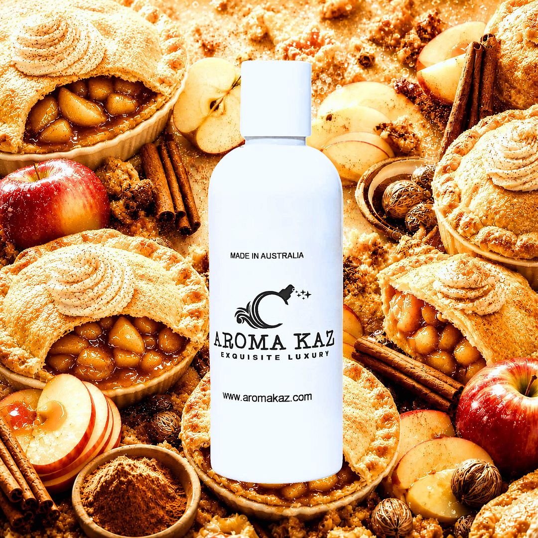 Warm Apple Pie Body Massage Oil – vegan, cruelty-free, plant-based hydrating oil with sweet baked apples, cinnamon spice, and buttery crust, handmade in Australia.
