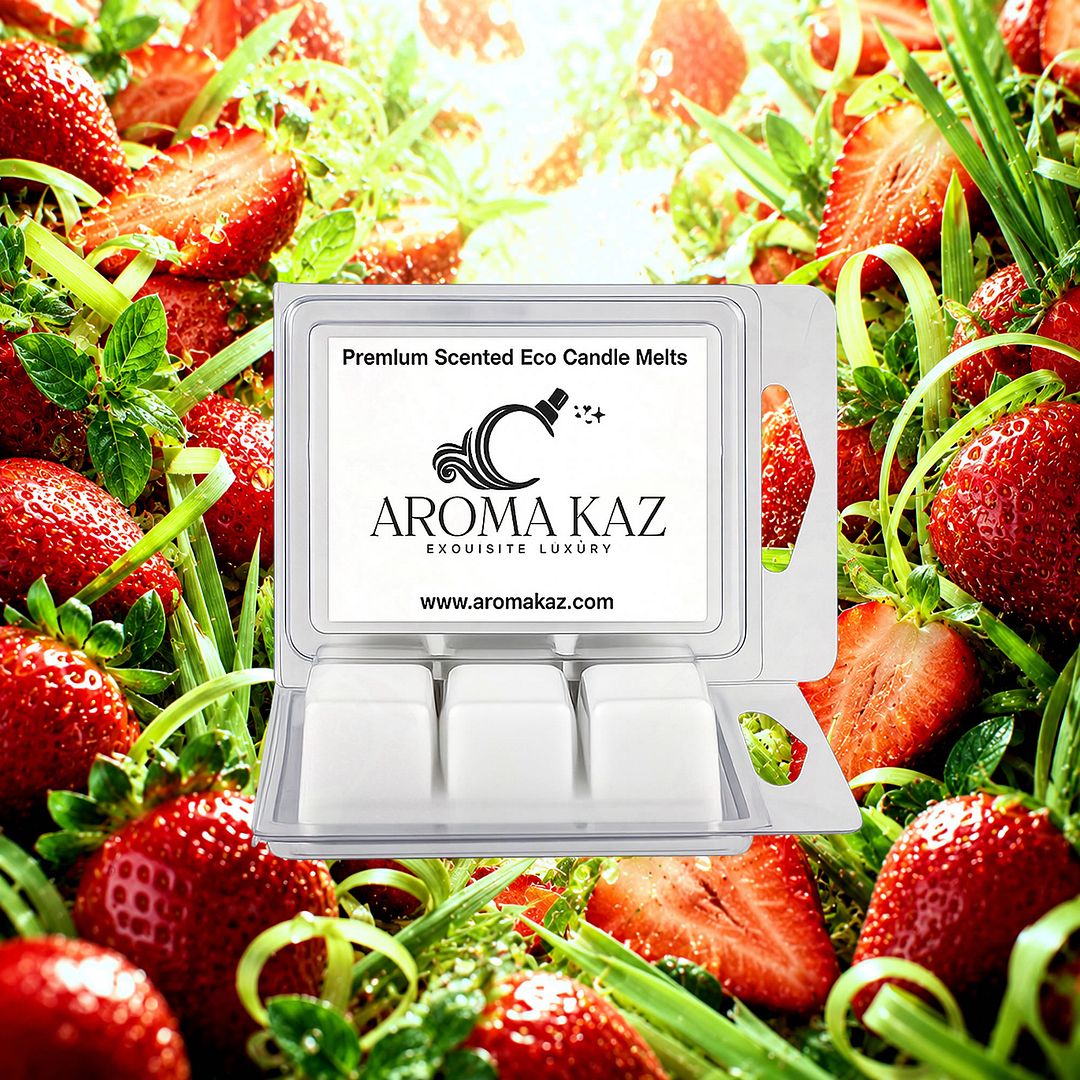 Strawberry Lemongrass eco soy wax melts – vegan, cruelty-free featuring juicy strawberries and zesty citrus lemongrass, handmade in Australia.