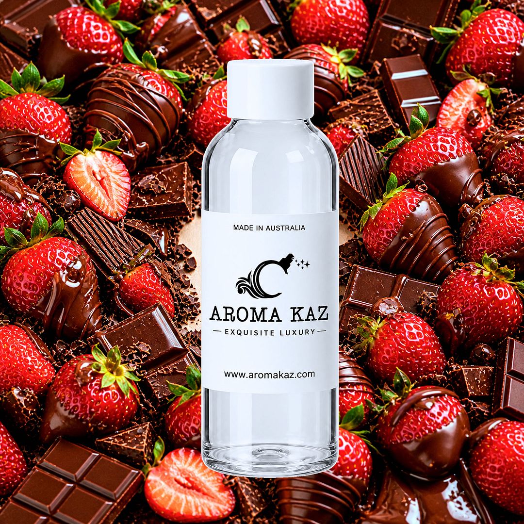 Chocolate Strawberries fragrance oil for candle making, soap making and perfume blending – vegan, cruelty-free featuring chocolate-dipped strawberry aroma, handmade in Australia.