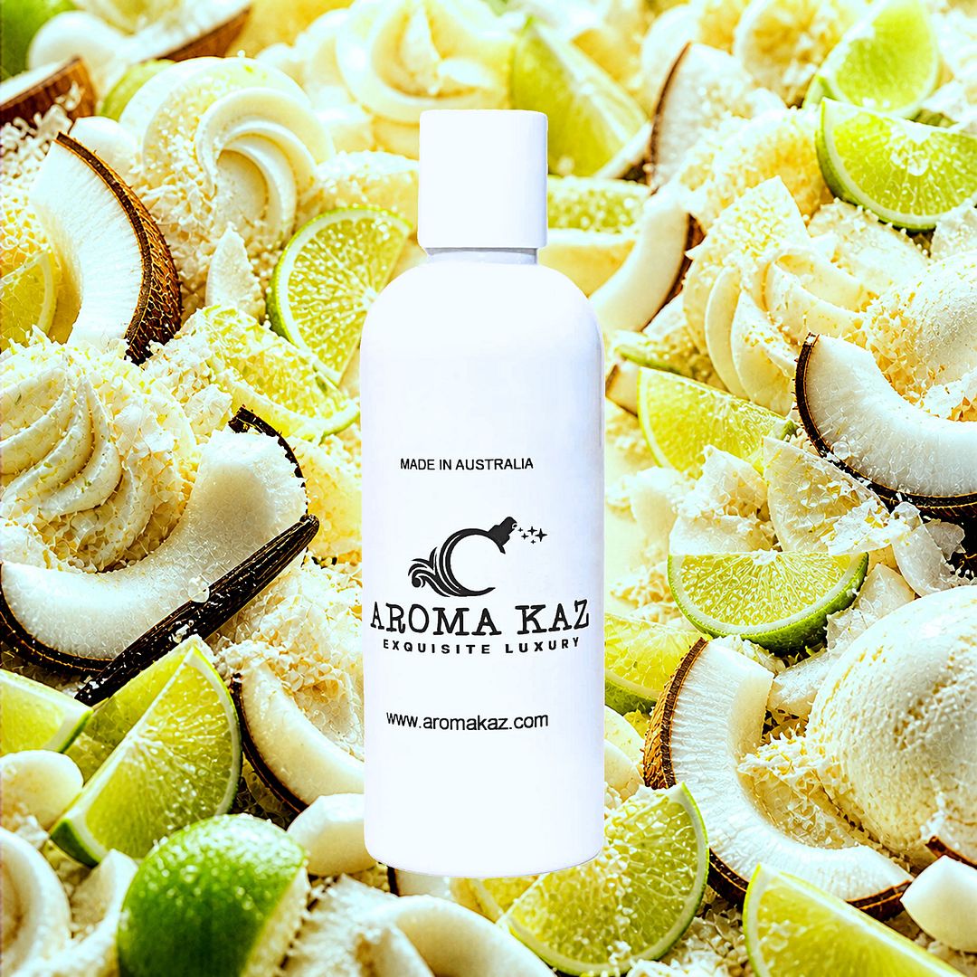 Tahitian Coconut Lime Body Wash Shower Gel – vegan, cruelty-free featuring creamy coconut and zesty tropical lime, handmade in Australia.
