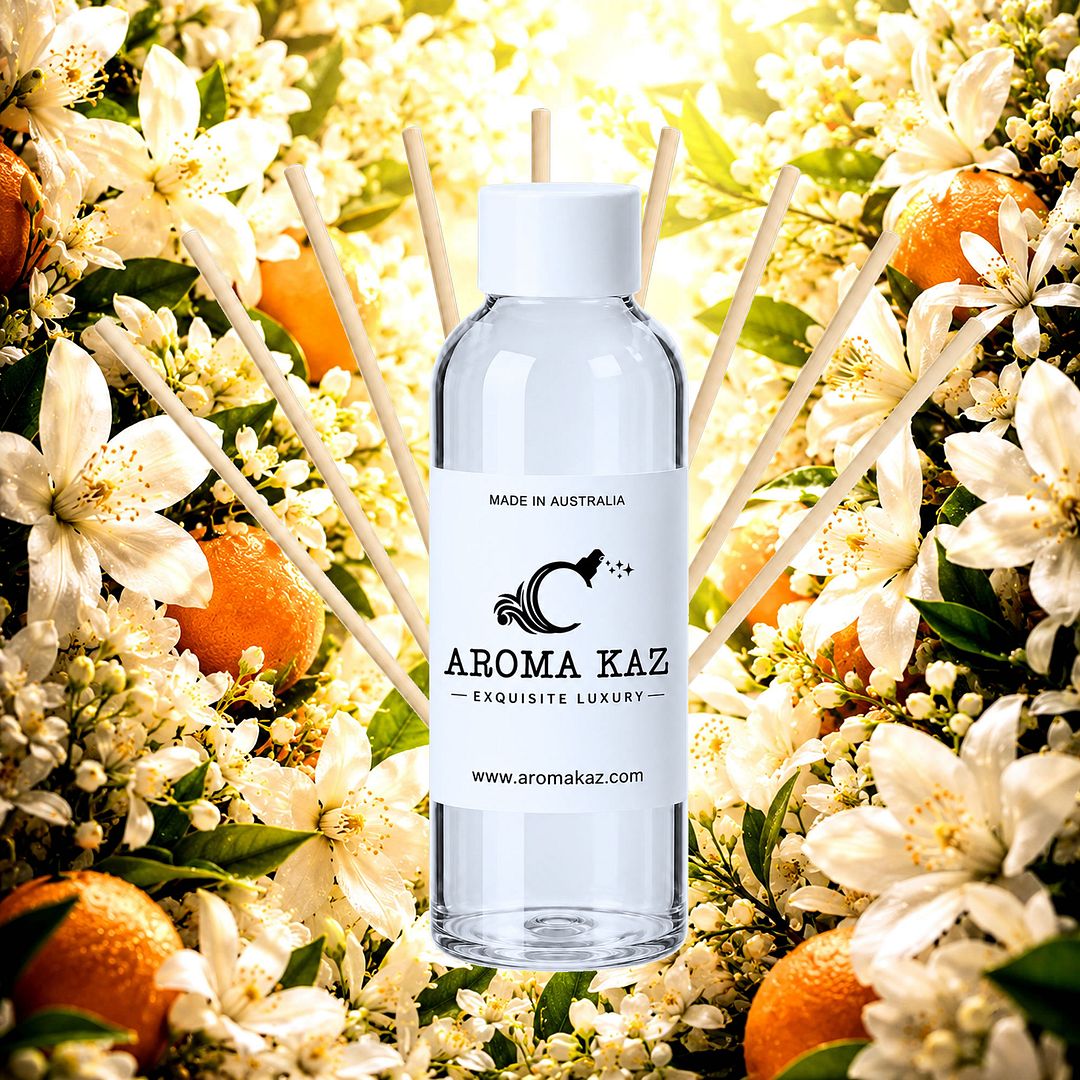 Neroli Orange Blossoms Diffuser Fragrance Oil Refill – vegan, cruelty-free featuring exotic neroli and sweet orange blossom florals, handmade in Australia.