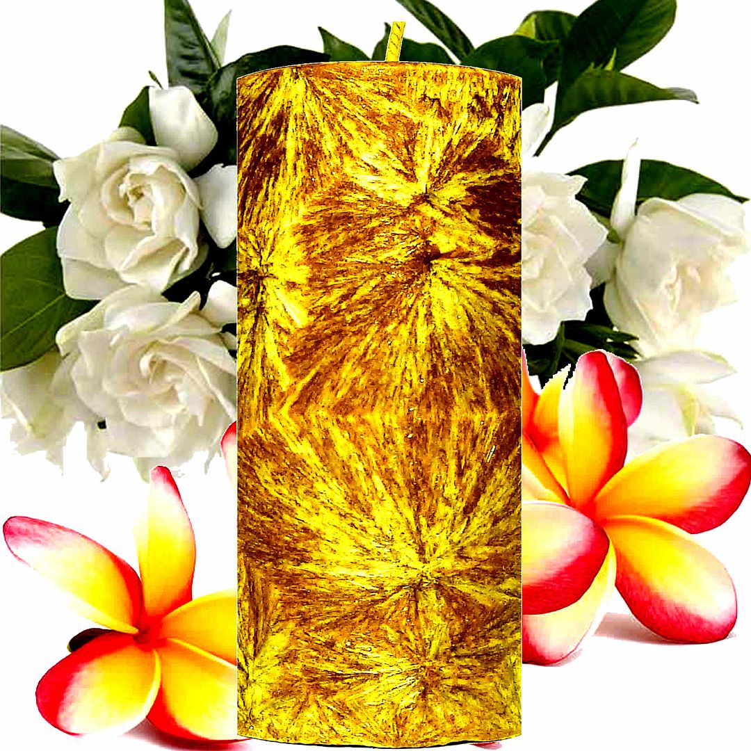 Frangipani Gardenia Jasmine Scented Palm Wax Pillar Candle Hand Poured