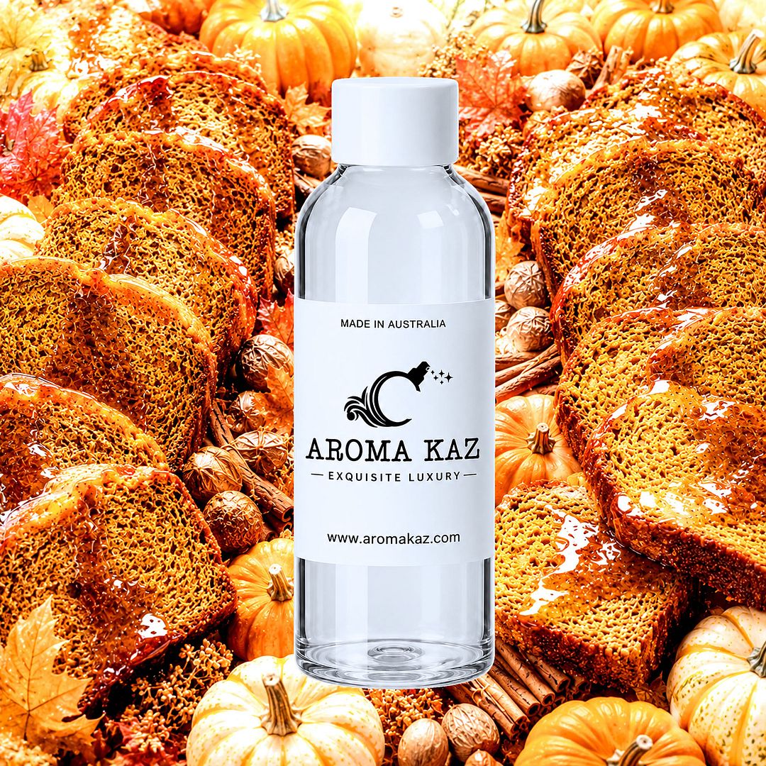 Maple Pumpkin Bread fragrance oil for candle making, soap making and perfume blending – vegan, cruelty-free featuring spiced pumpkin bread, nutmeg, allspice and sweet maple syrup, handmade in Australia.