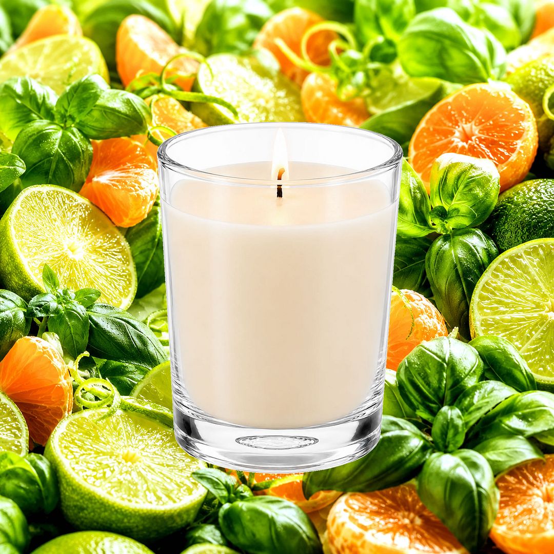 Lime Basil Mandarin Scented Votive Candles eco soy plant based – vegan, cruelty-free featuring zesty lime, herbal basil, and sweet citrus mandarin, handmade in Australia.