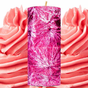 Pink Butter Icing Scented Palm Wax Pillar Candle – Vegan, Cruelty-Free, Made in Australia - Long-Lasting Fragrance – Perfect for Weddings, Birthdays, Christmas Gifts & All Occasions